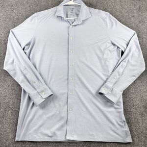 OLYMP Shirt Mens 43 L Blue Luxor Modern Fit Stretch 24 Seven